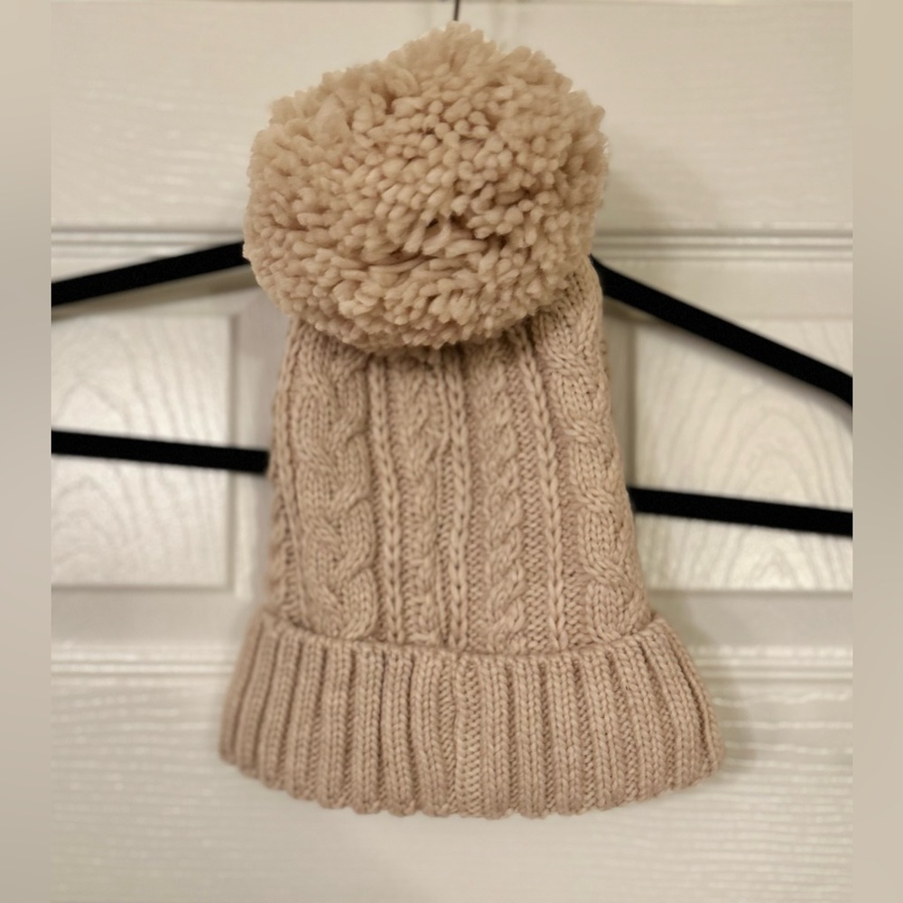 Tan Beanie With Puff